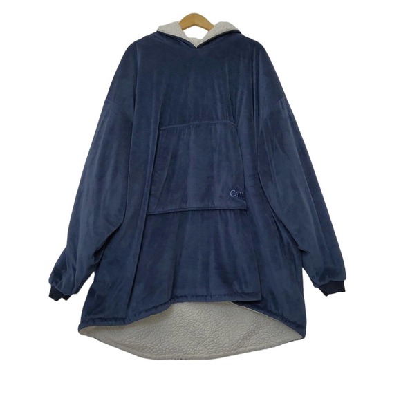 The Comfy Blanket Navy Blue Hoodie Sweatshirt Pullover One Size Long Sleeve - Picture 1 of 10